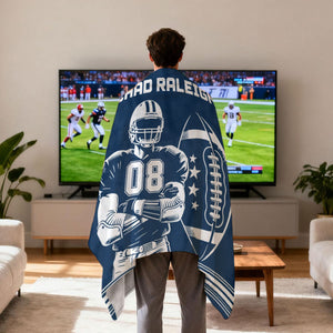 Personalized Football Player Blanket Gifts for Football Lovers, Coaches,Fans, Men