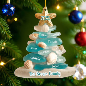 Family Sea Glass Christmas Tree - Personalized Ornament