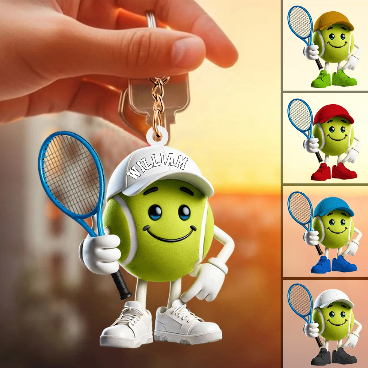 Cool Tennis Ball Acrylic Keychain, Personalized Ornament, Tennis Lover Gift