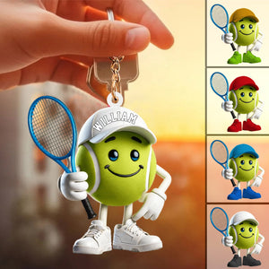 Cool Tennis Ball Acrylic Keychain, Personalized Ornament, Tennis Lover Gift