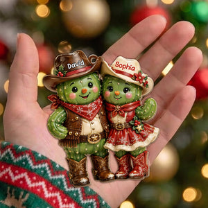 Our First Christmas Together – Personalized Cowboy Couple Wooden Ornament | Custom Keepsake Gift For Couples