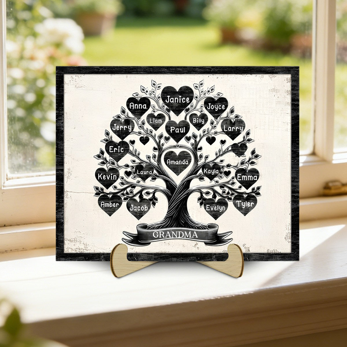 Grandma With Grandkids Tree Name - Personalized Wood Plaque - Gift For Parents Grandparents, Families, Children Grandchildren