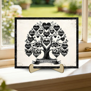 Grandma With Grandkids Tree Name - Personalized Wood Plaque - Gift For Parents Grandparents, Families, Children Grandchildren
