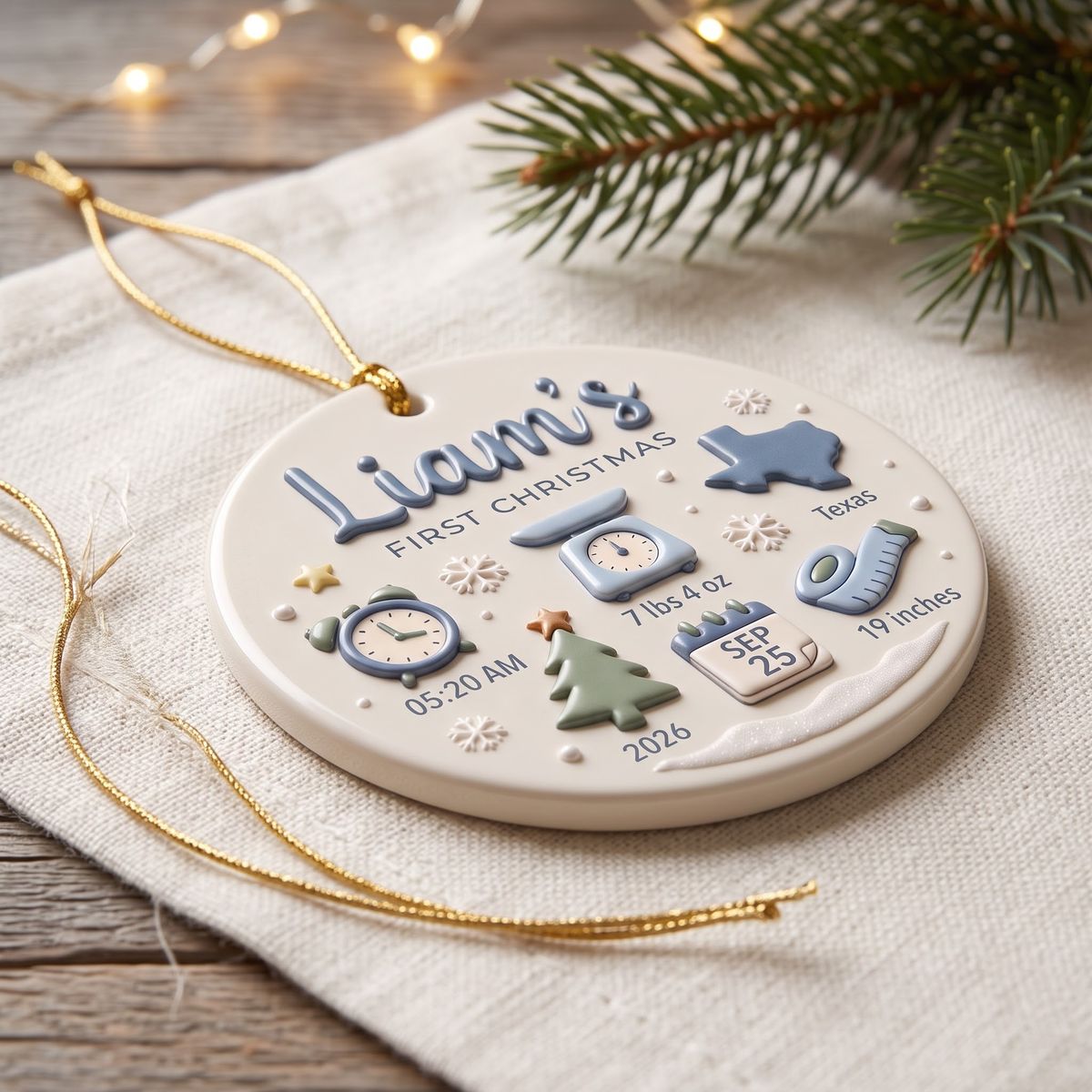 Baby's First Christmas-Personalized Birth Stats Ceramic Ornament Custom Newborn Keepsake Gift