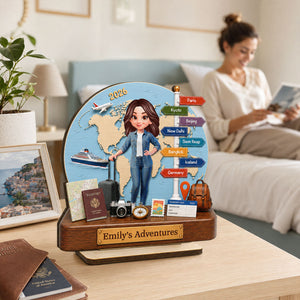 "Travel Adventure" – Personalized Wooden Plaque | Gift For Travel Lovers & Explorers