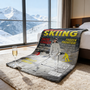 Custom Skiing Magazine Cover Blanket– Skiing Gift Ideas, Skiing Lover Gift