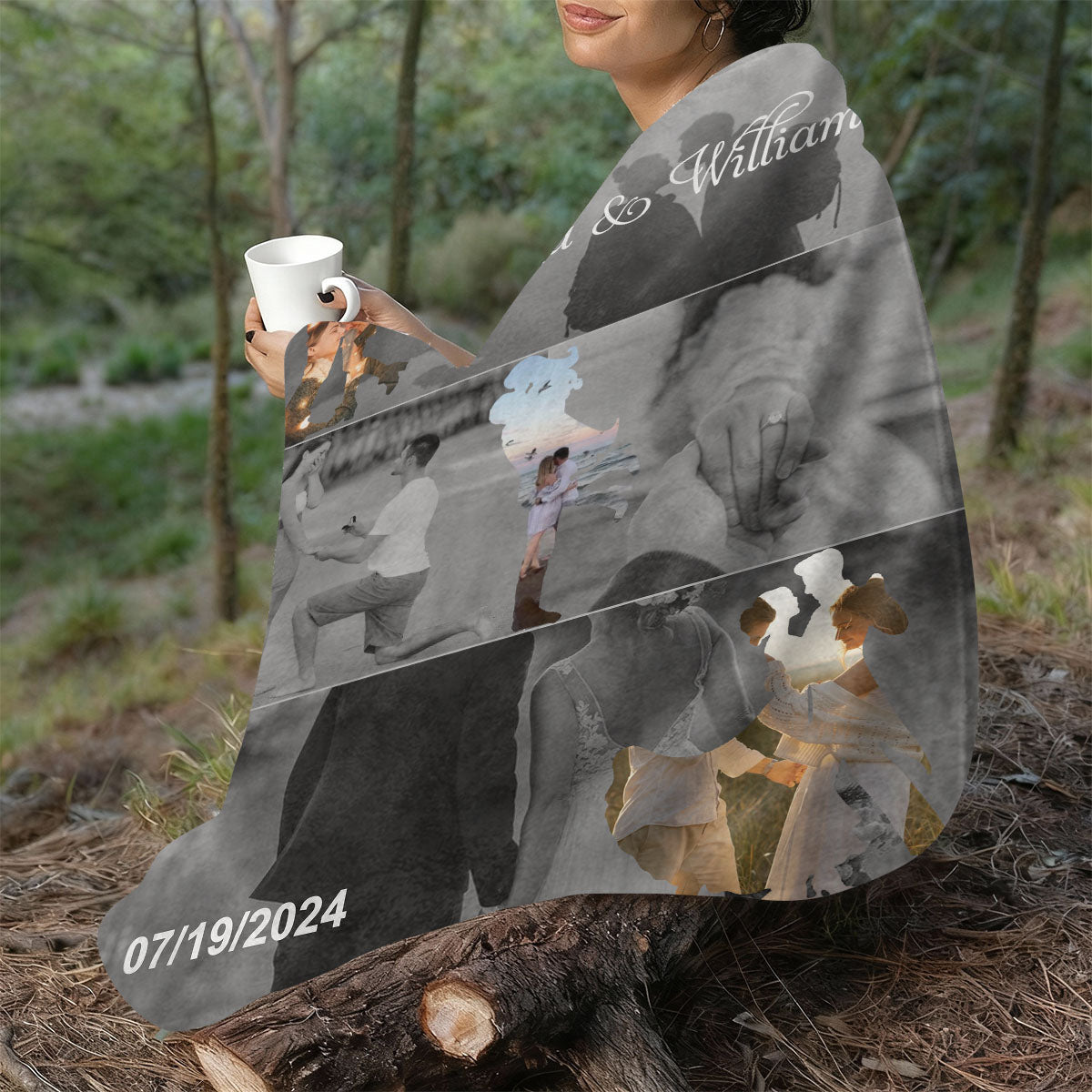Met - Engaged - Married - Custom Photo Collage Blanket Personalized Couple Anniversary Wedding Gift