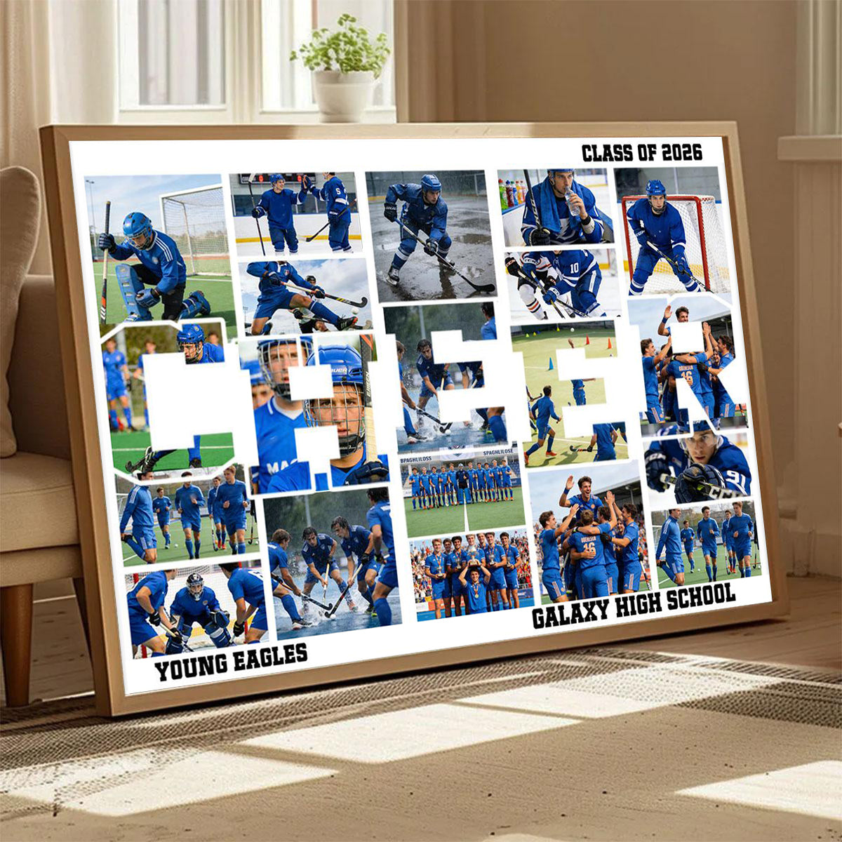 Personalized Football Cheer Photo Collage Canvas Painting with Team Name Birthday Home Decor Gift for Sport Coach