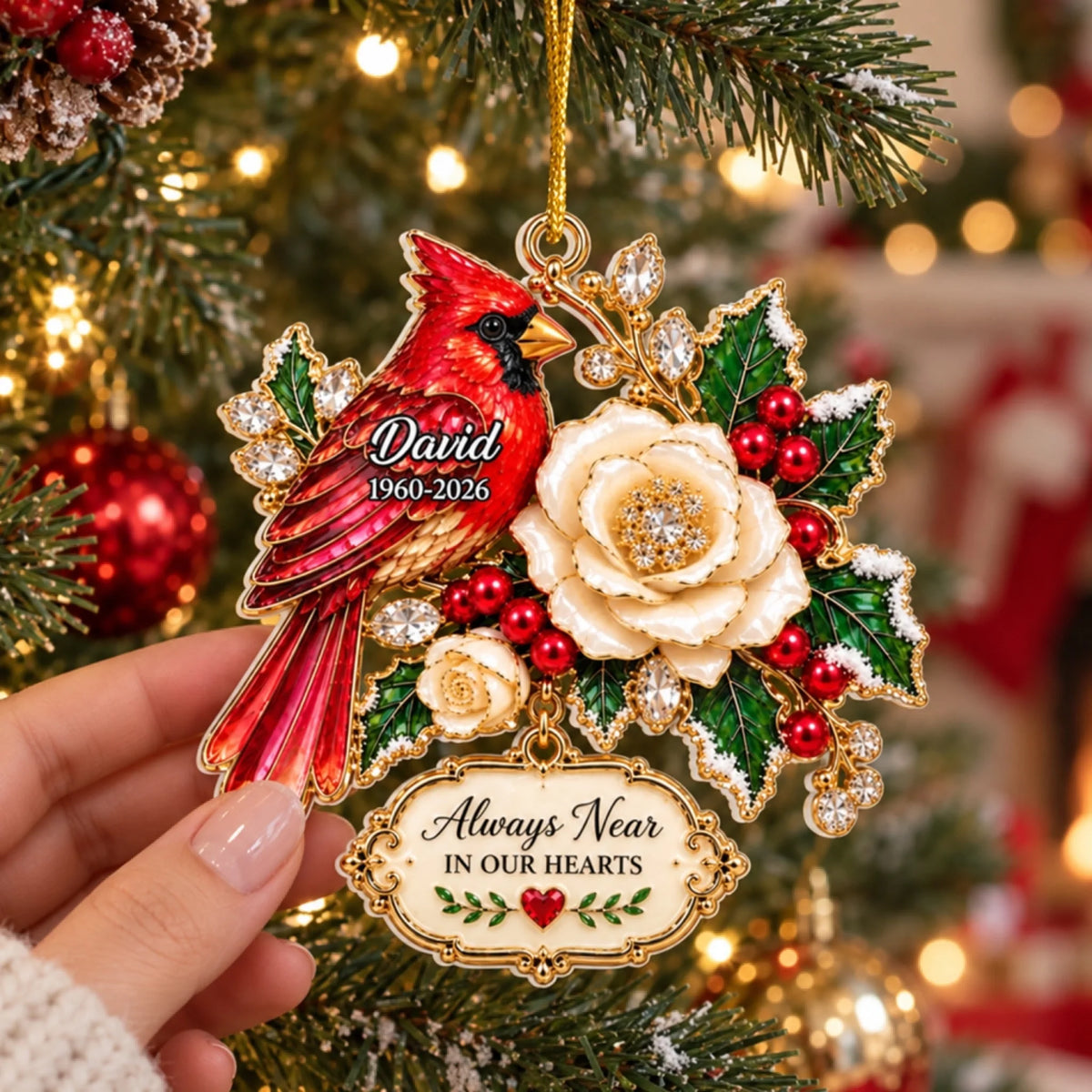 "Always Near Your Heart" – Personalized Acrylic Ornament | Memorial Gift For Loss Of Loved One