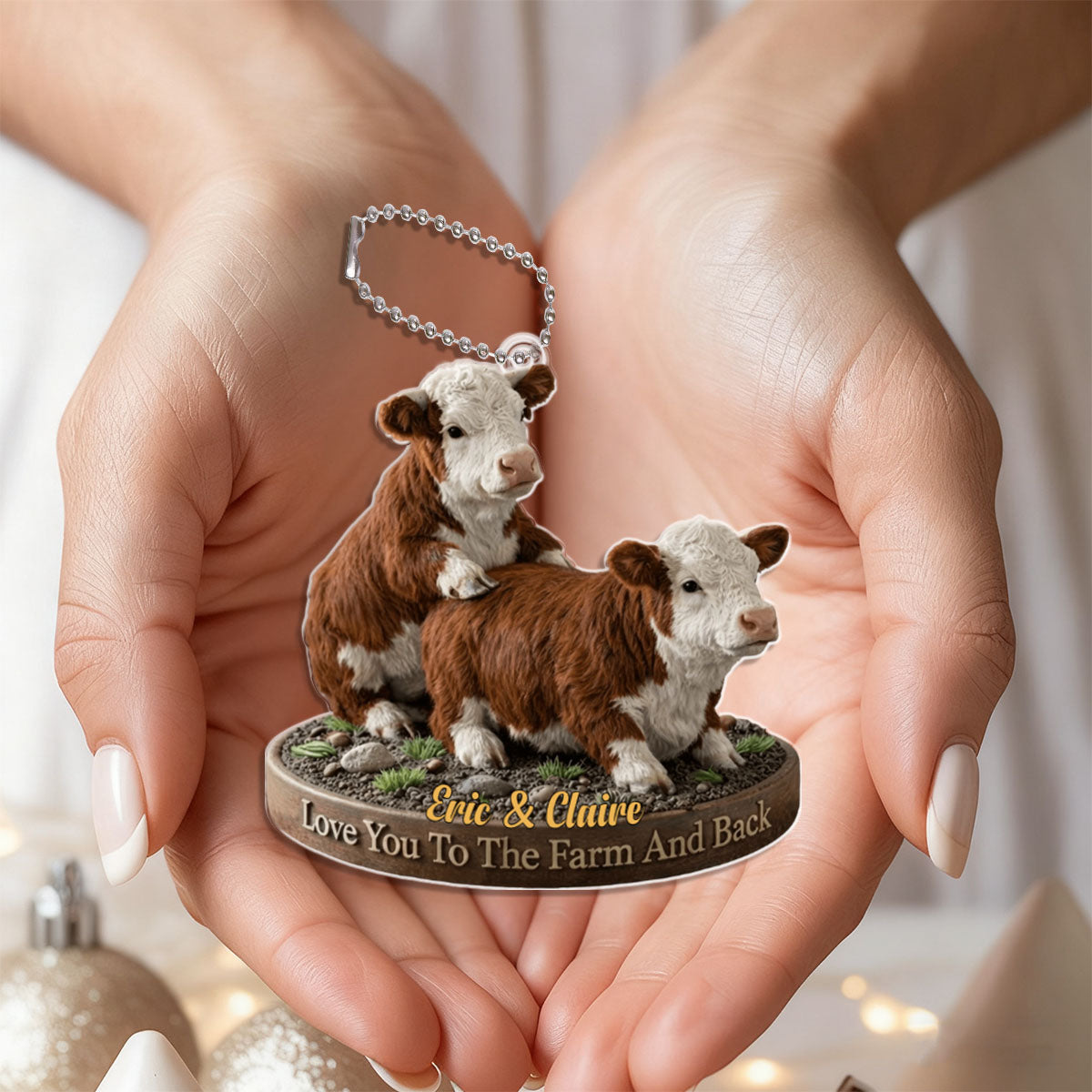 Personalized naughty cow couple acrylic ornament gift for couple