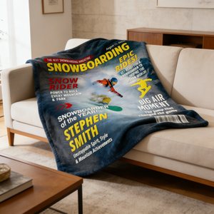 Custom Snowboarding Magazine Cover Blanket– Snowboard Gift, Gift for Snowboard Lovers