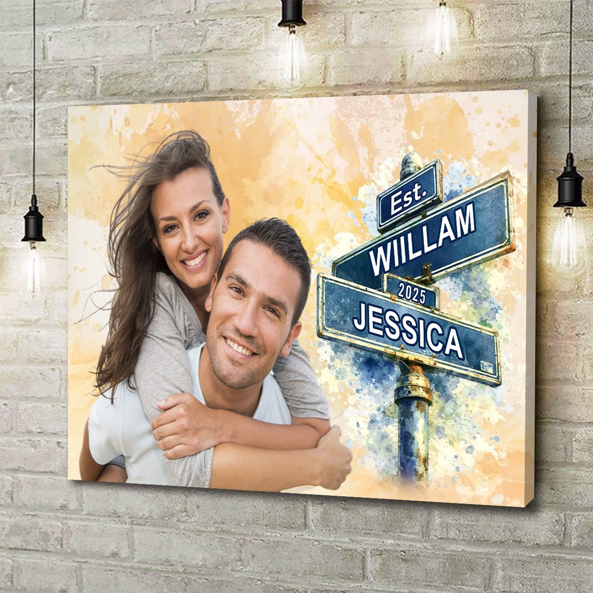 You Make Me Smile More - Custom Photo Wall Art Canvas Poster Personalized Couple Anniversary Wedding Gift