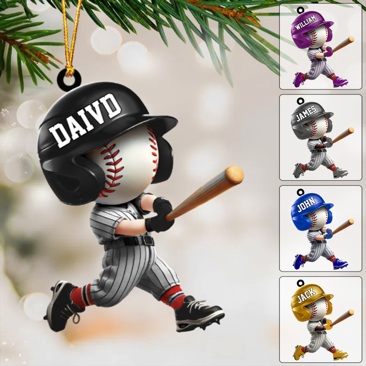 Adorable Baseball Player Personalized Ornament For Baseball Lovers