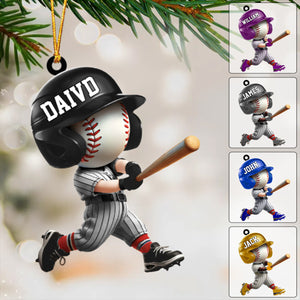 Adorable Baseball Player Personalized Ornament For Baseball Lovers