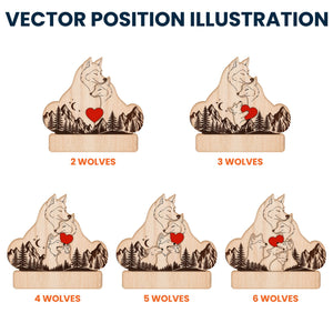 Wooden Wolf Family With Names - Personalized Wooden Puzzle Gift For Family Members