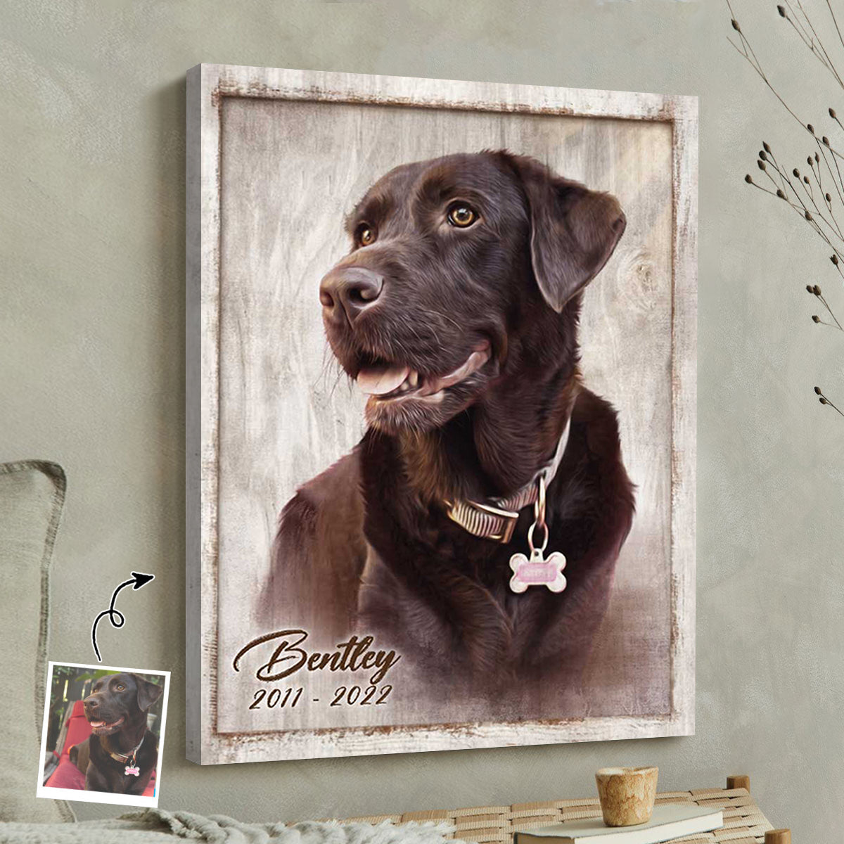 Custom Pet Portrait Painting, Dog Portrait From Photo, Personalized Canvas Poster, Memorial Gifts