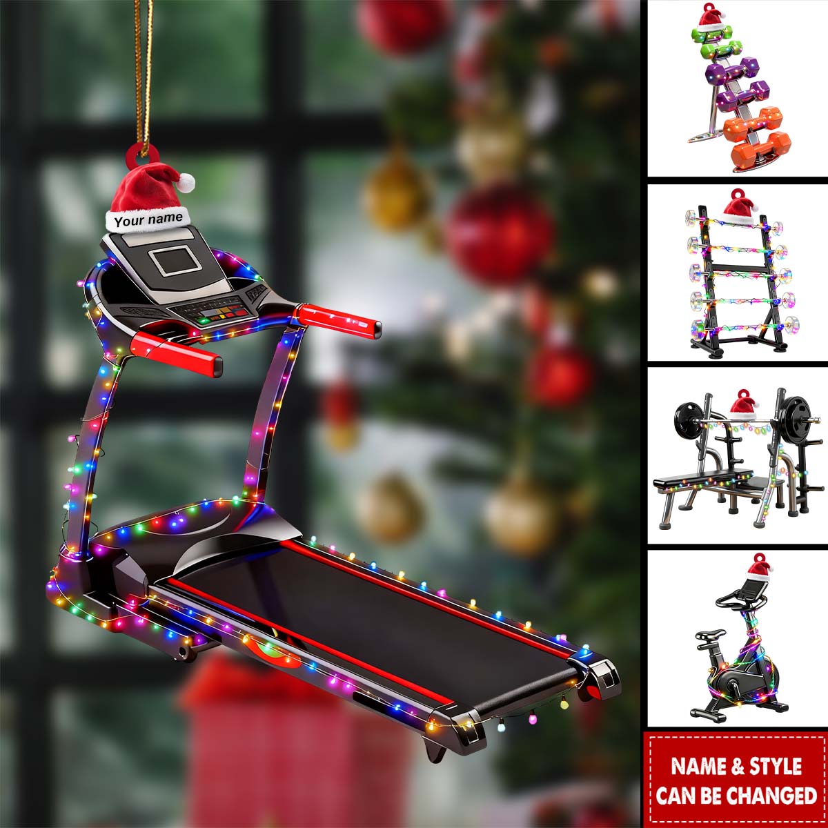 Personalized Custom Name Fitness Ornament, Fitness Christmas Gift