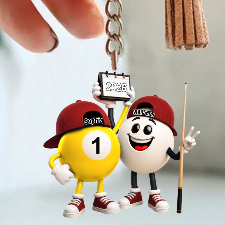 Personalized Billiard Couple Keychain | Unique Gift For Pool Players & Billiard Lovers
