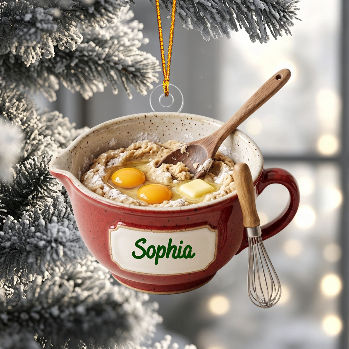 Personalized Vintage Speckled Mixing Bowl Christmas Ornament,Gift for Home Baker