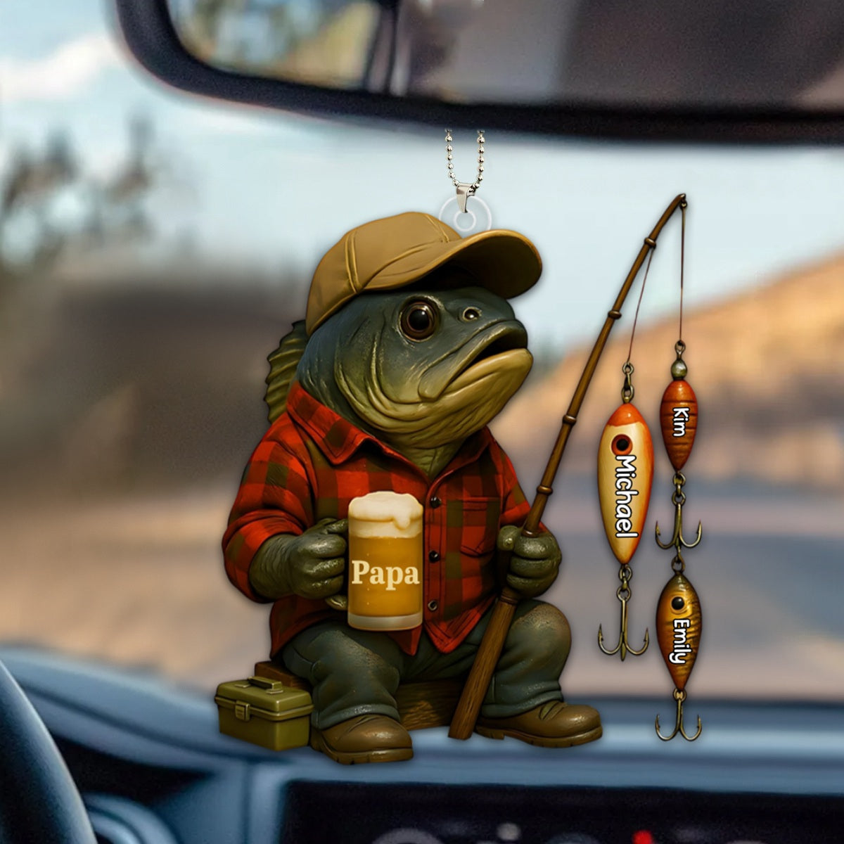 Fishing Dad Acrylic Ornament - Personalized Gift For Dad,Grandpa