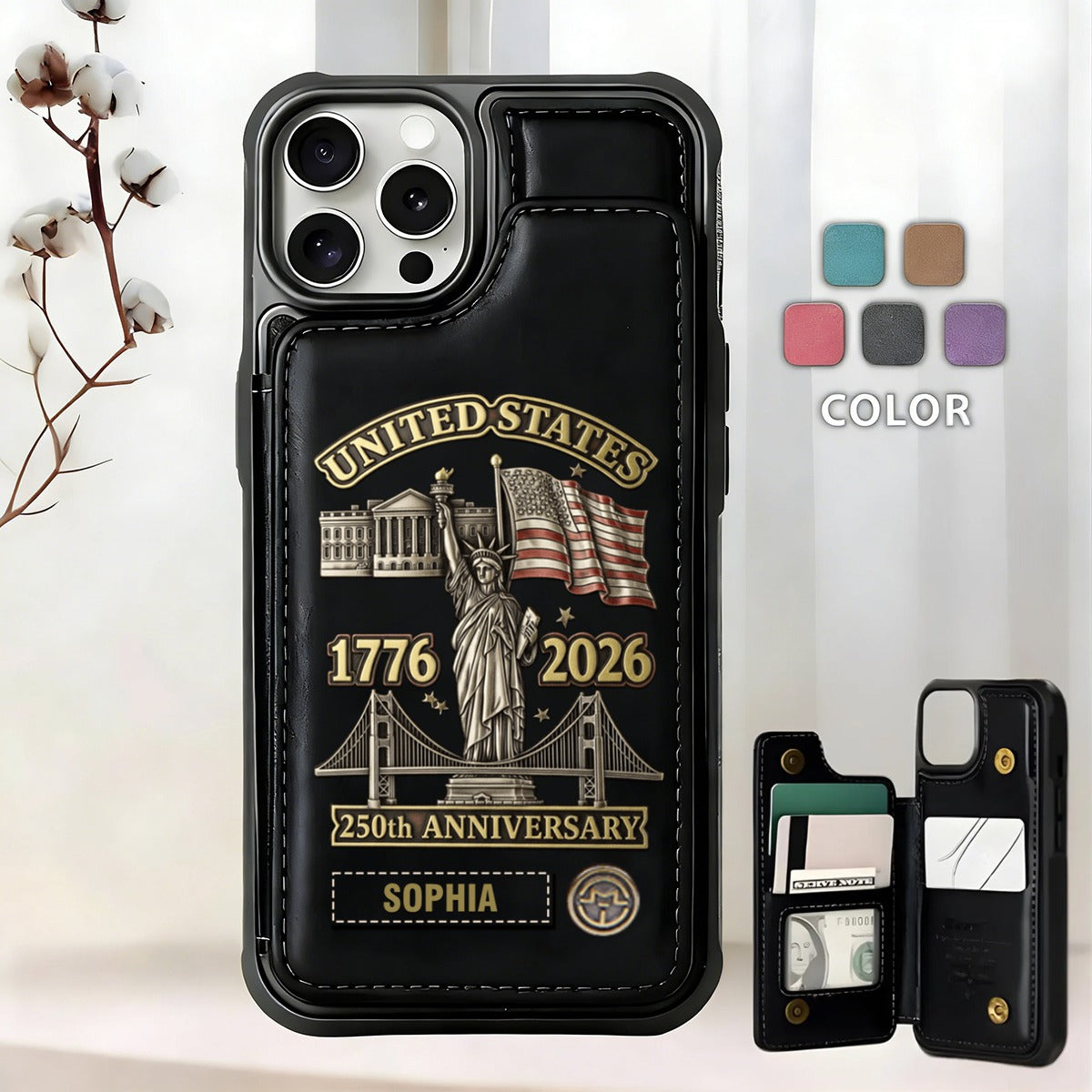 American 250th Anniversary - Personalized Flip Wallet Phone Case