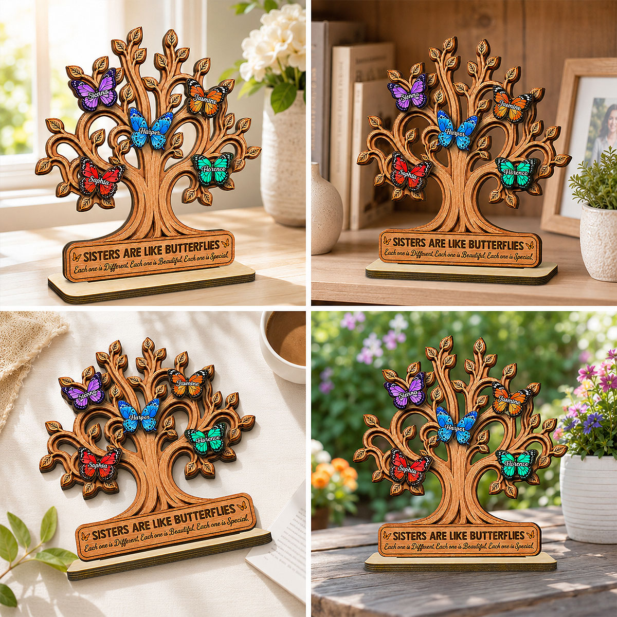 Personalized "Besties Are Like Butterflies" Wooden Plaque – Gift For Sisters & Best Friends