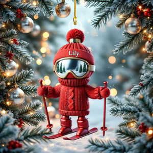 Custom Name Skiing Ornament Personalized Acrylic Ornament Christmas Gift for Skiing Lover