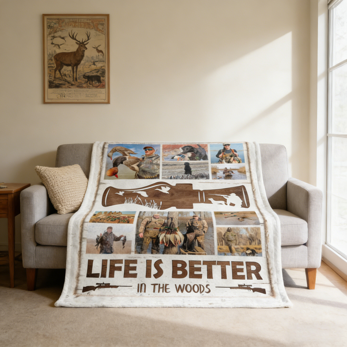 Personalized Hunting Photo Collage Blanket,Hunting Memories Gift For Hunters