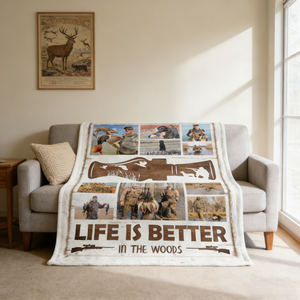 Personalized Hunting Photo Collage Blanket,Hunting Memories Gift For Hunters