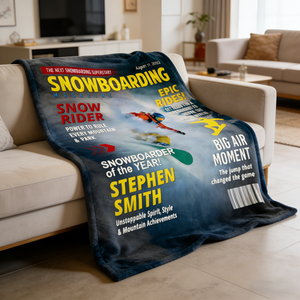 Custom Snowboarding Magazine Cover Blanket– Snowboard Gift, Gift for Snowboard Lovers