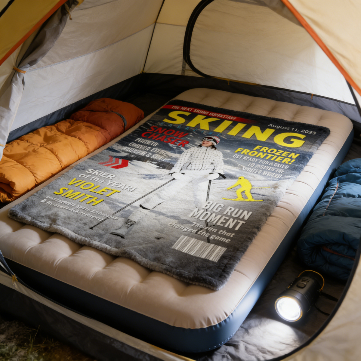 Custom Skiing Magazine Cover Blanket– Skiing Gift Ideas, Skiing Lover Gift