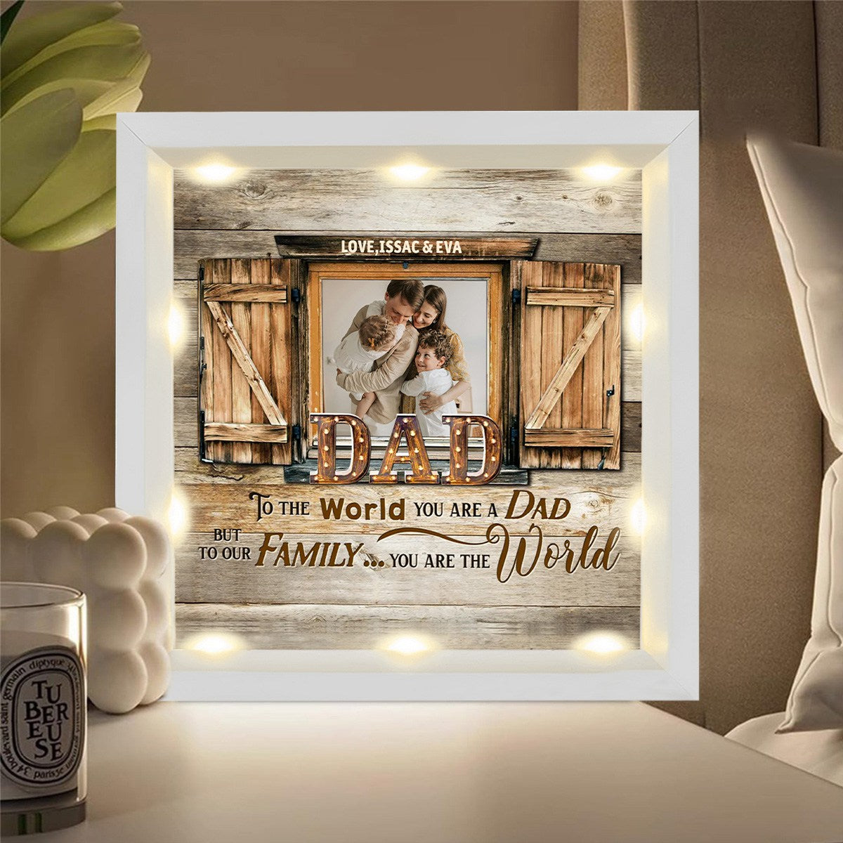 Personalized Light Shadow Box - To Our Family You are the World Father's Day Gift