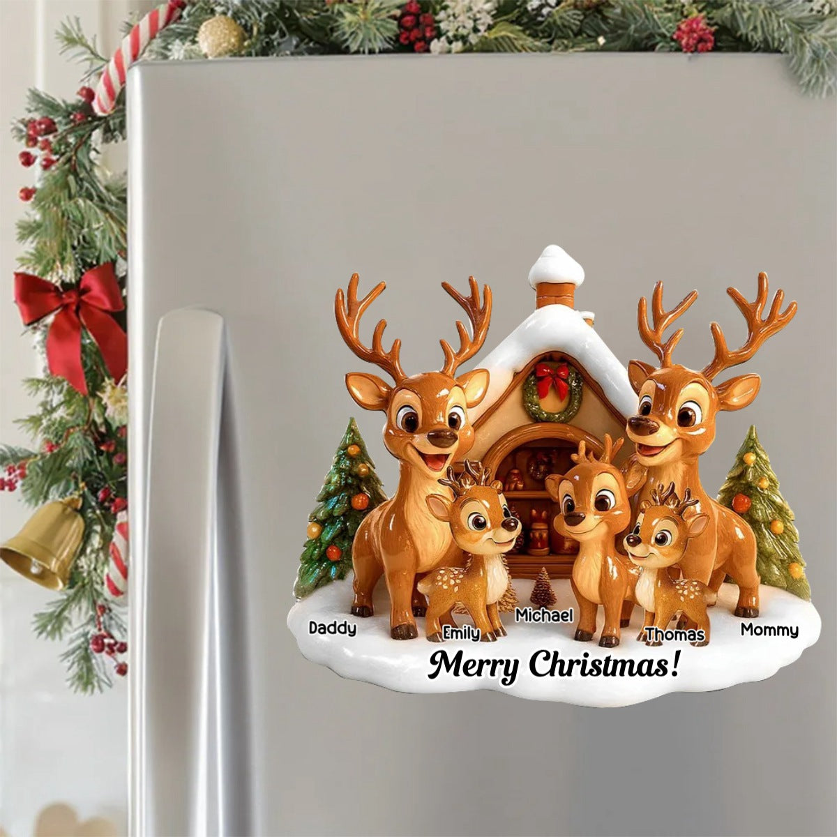 Christmas Reindeer Family - Personalized Decal