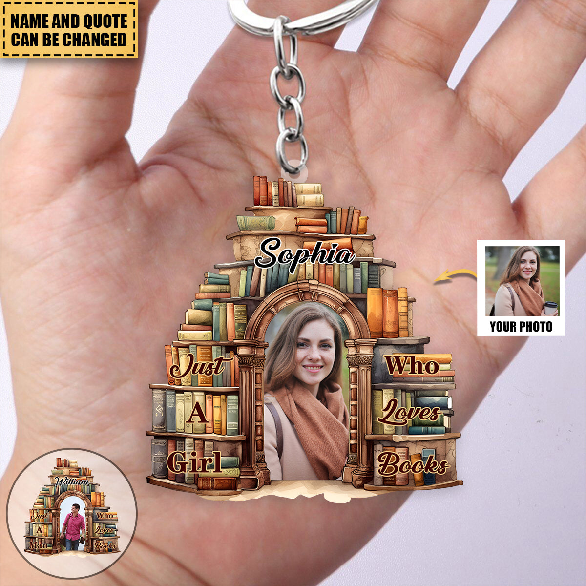 Personalized Custom photo Acrylic Keychain For Who Loves Books
