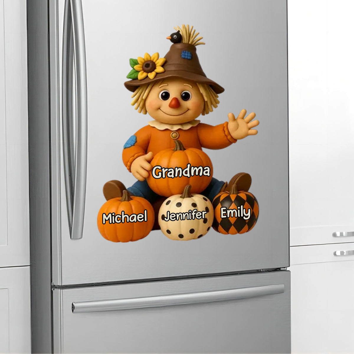 Fall Season Grandma Scarecrow Grandkids Pumpkins Personalized Decal