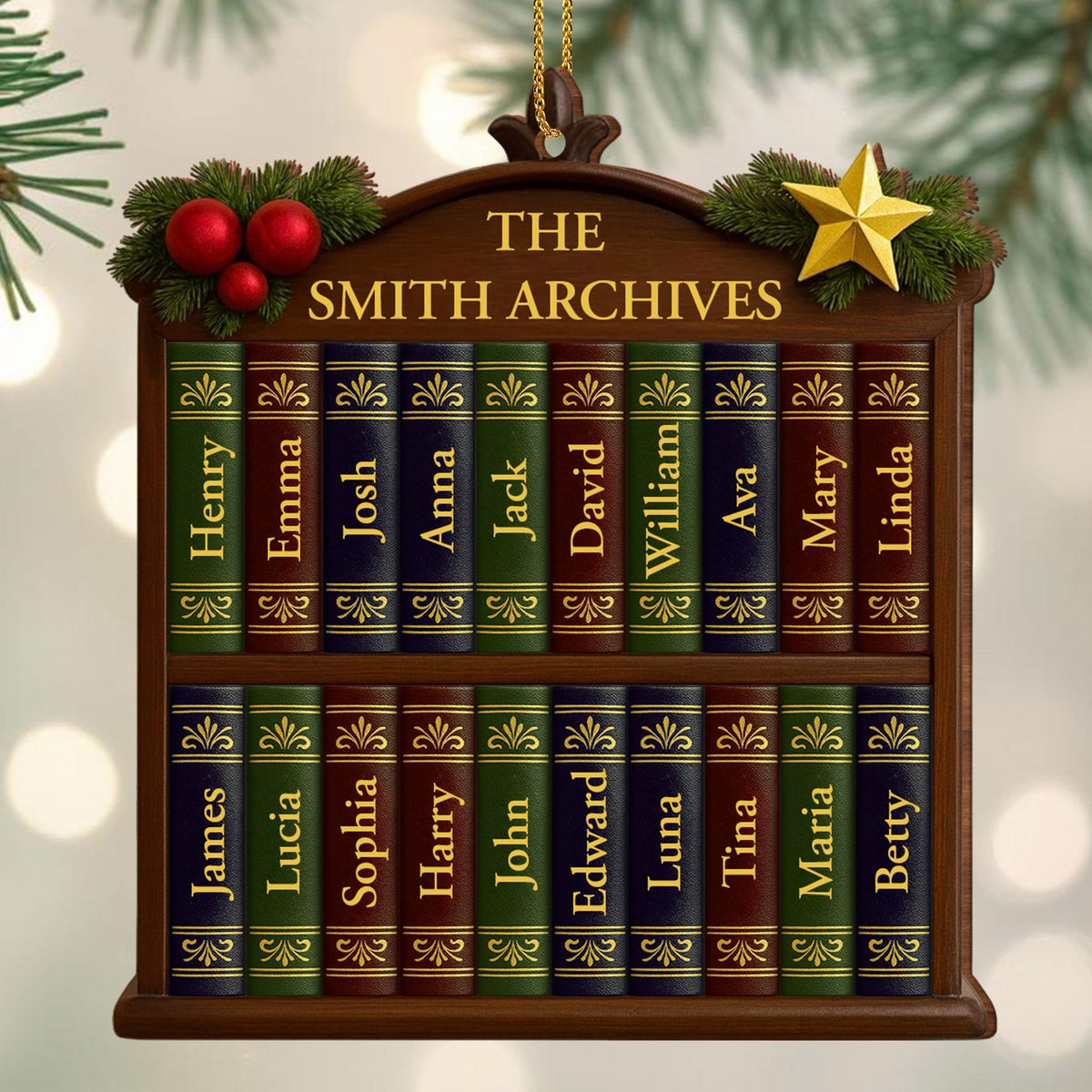 Capture Your Family Story With A Customizable Bookshelf Ornament, Personalized Wood Ornament