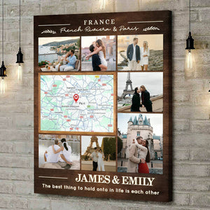 Personalized Honeymoon Photo Collage Canvas, Travel Memory Map Gift Ideas