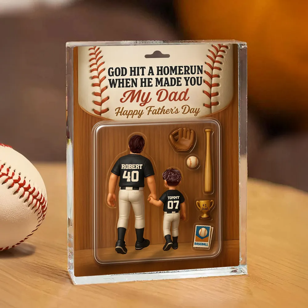 Personalized Acrylic Block Plaque, Father's Day Gift for Baseball Dad