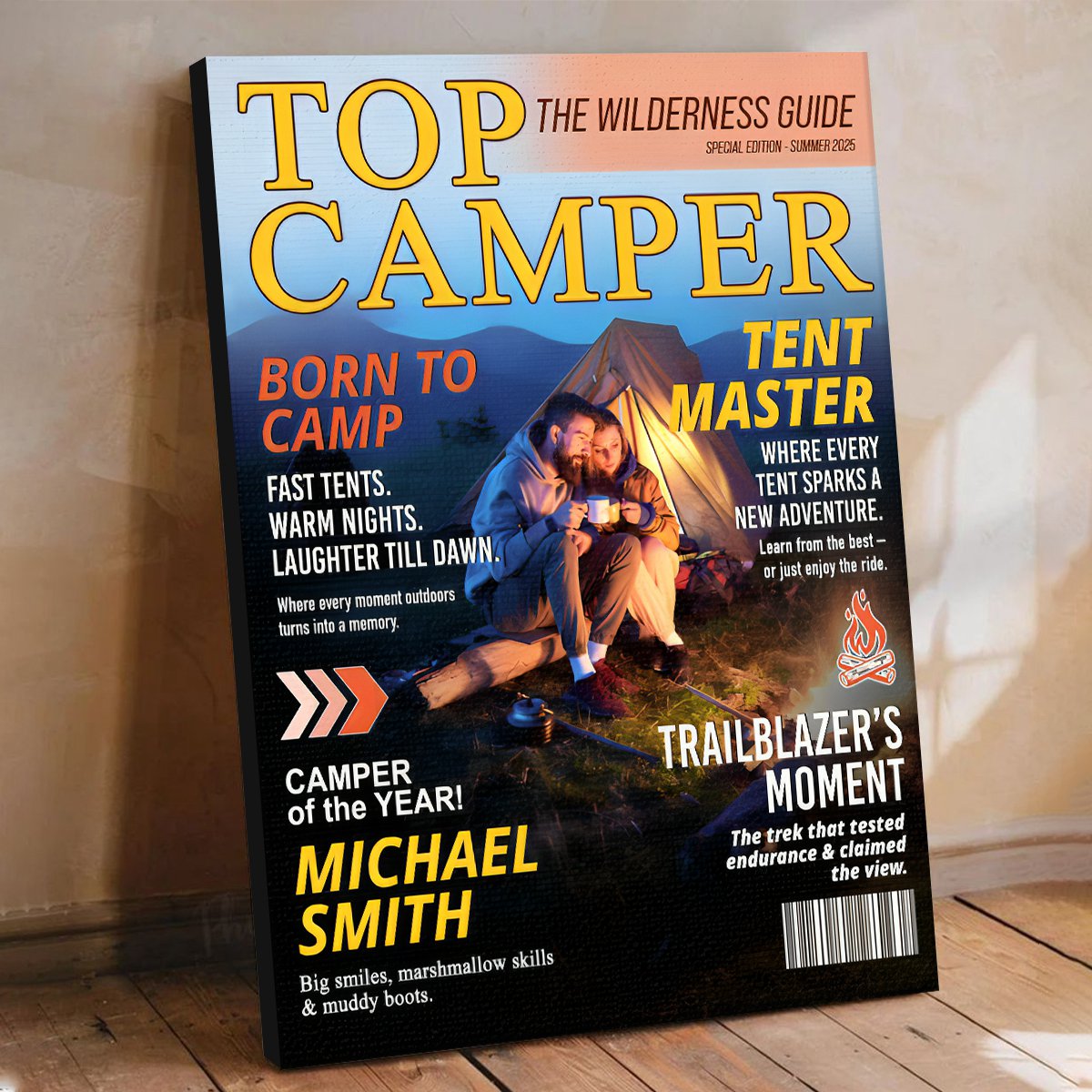Personalized Camping Magazine Cover, Custom Camping Gift, Outdoor Adventure Photo Keepsake