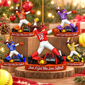 Just A Girl Who Loves Softball – Personalized Christmas Ornament | Custom Player Name Keepsake Gift For Softball Players & Fans