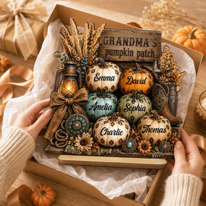 Personalized "Western Leopard Pumpkin Patch" Wooden Plaque – Fall Halloween Decor For Grandma
