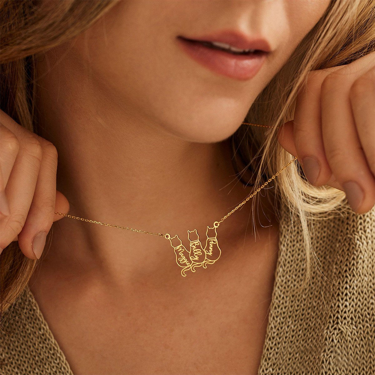 Dainty Cat Name Necklace, Minimalist Necklace, Cat Lovers Gift,Mothers Day Gift