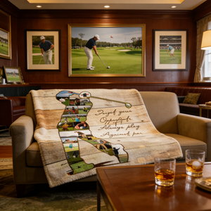 Personalized Golfer Photo Collage Blanket,Golf Coach Gift, Gift For Golf Lovers