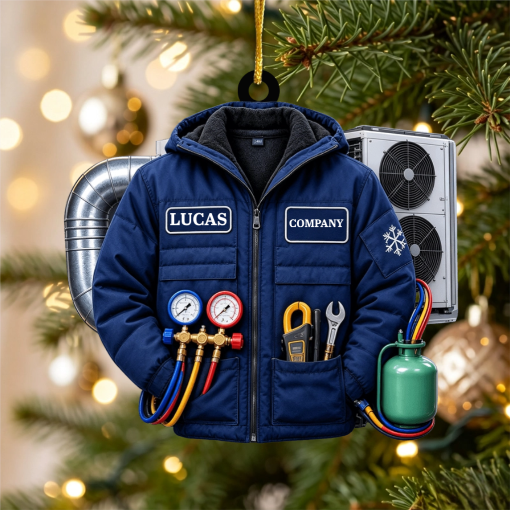Personalized HVAC Work Shirt Acrylic Ornament