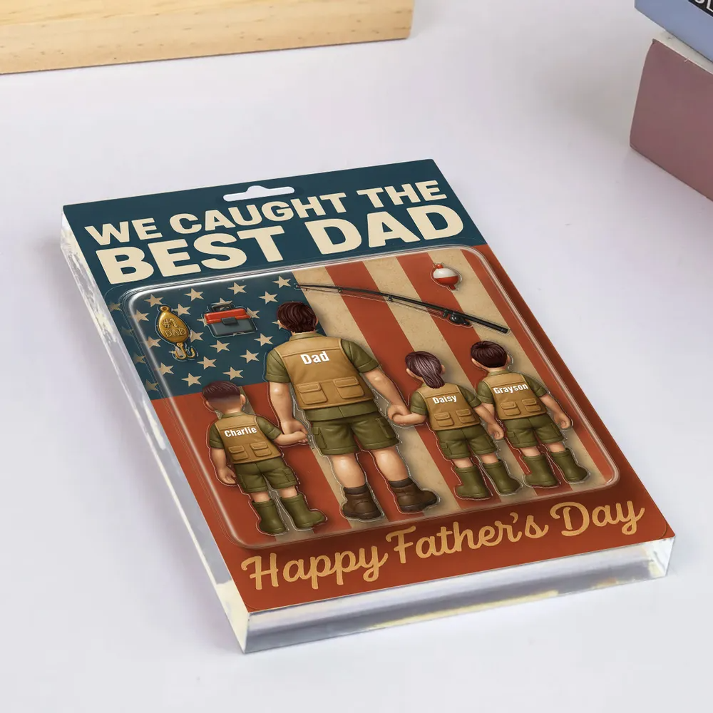 Best Dad Fishing Figure - Personalized Acrylic Block Plaque, Father's Day Gift for Dad