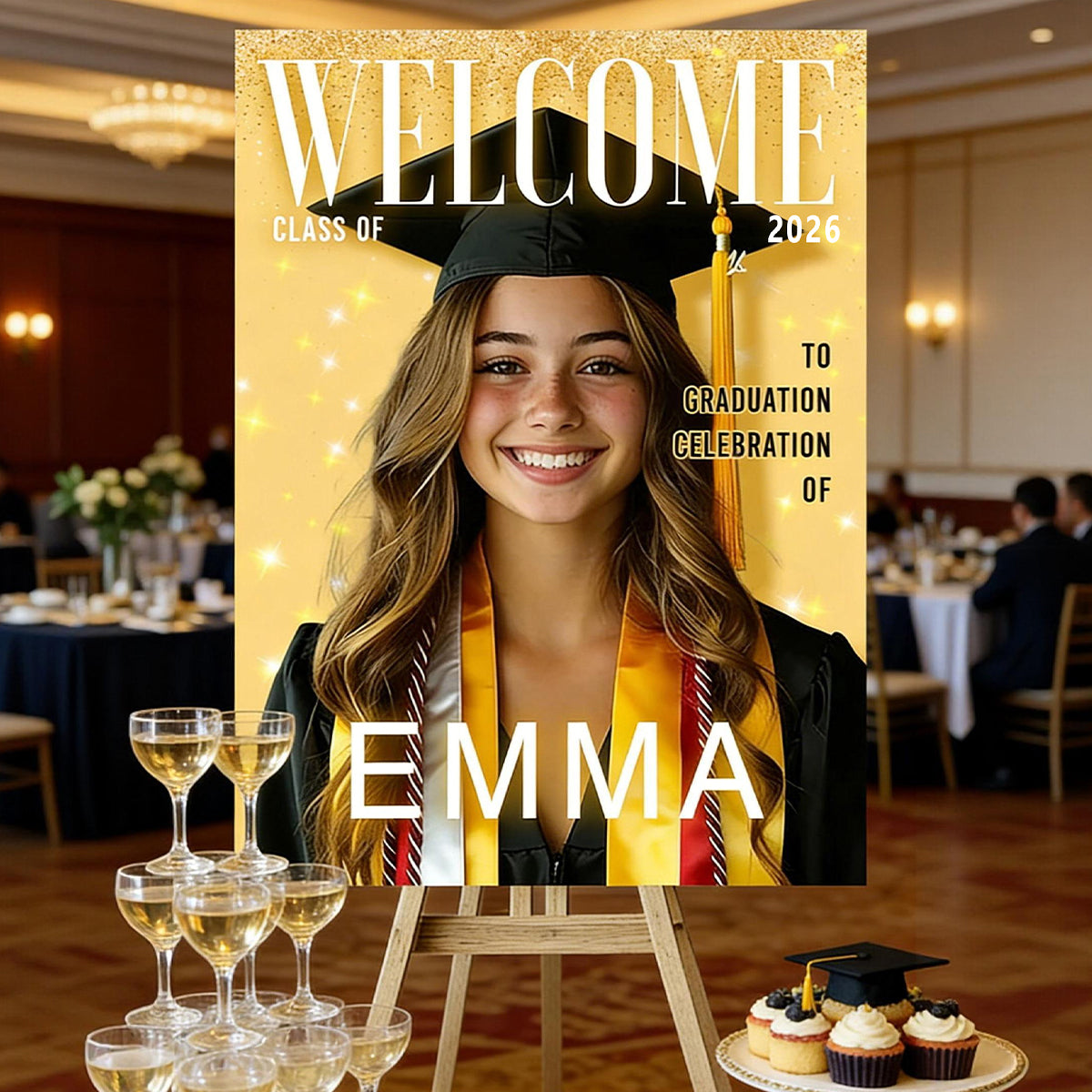 Custom Photo Graduation Welcome Sign - Personalized Magazine Canvas Graduation Gifts