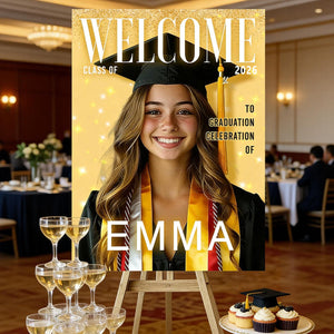 Custom Photo Graduation Welcome Sign - Personalized Magazine Canvas Graduation Gifts