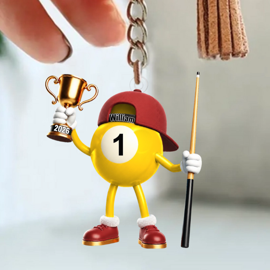 Personalized Billiard Champion Mascot Keychain | Custom Gift For Pool Players & Tournament Competitors