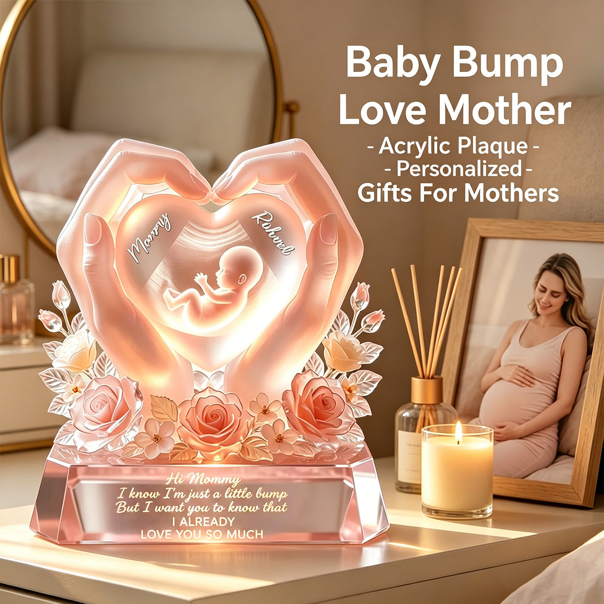 Baby Bump Love Mother Acrylic Plaque - Personalized Gifts For Mothers
