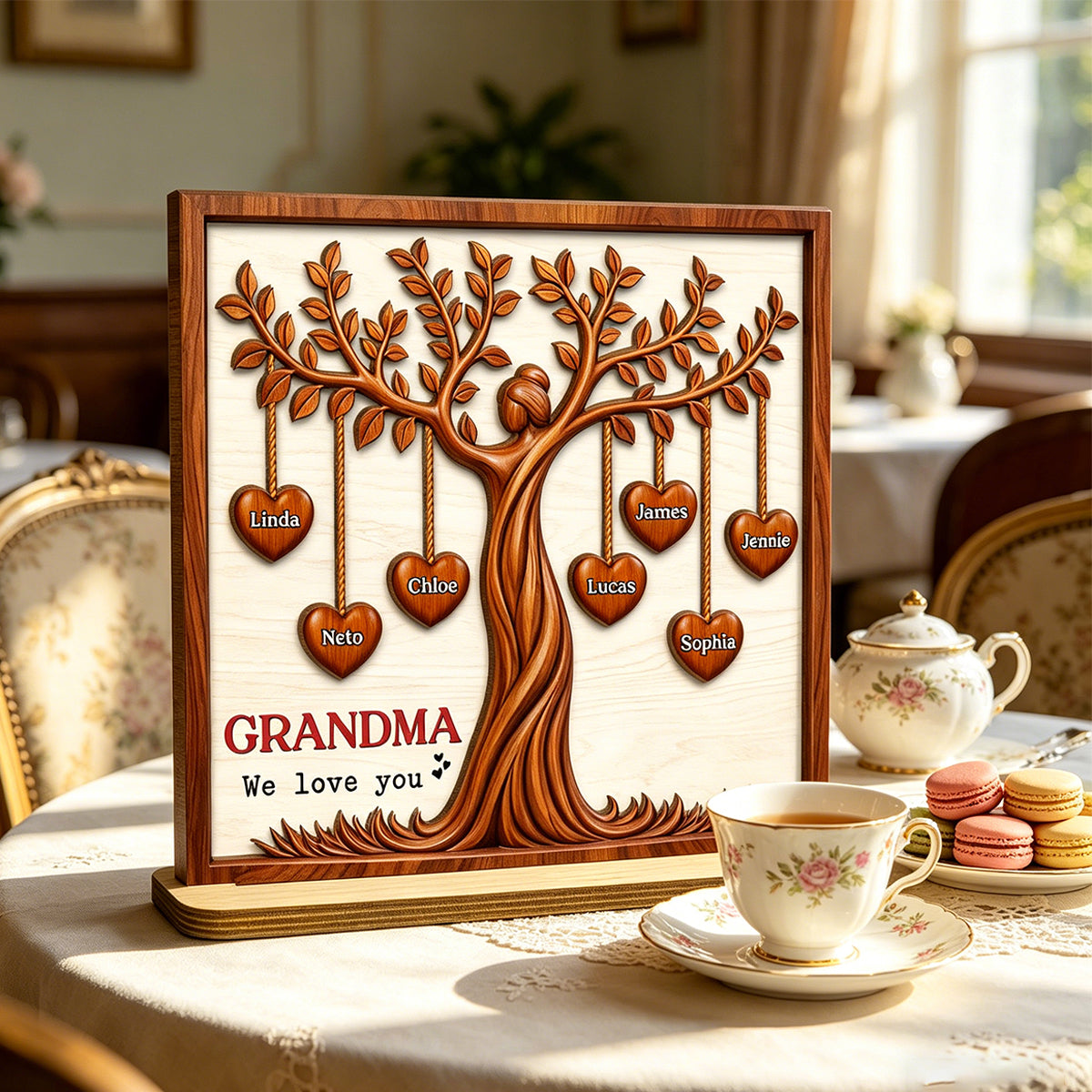 Family Hearts Tree - Personalized Wood Plaque - Mother's day Gift for Grandma Mom